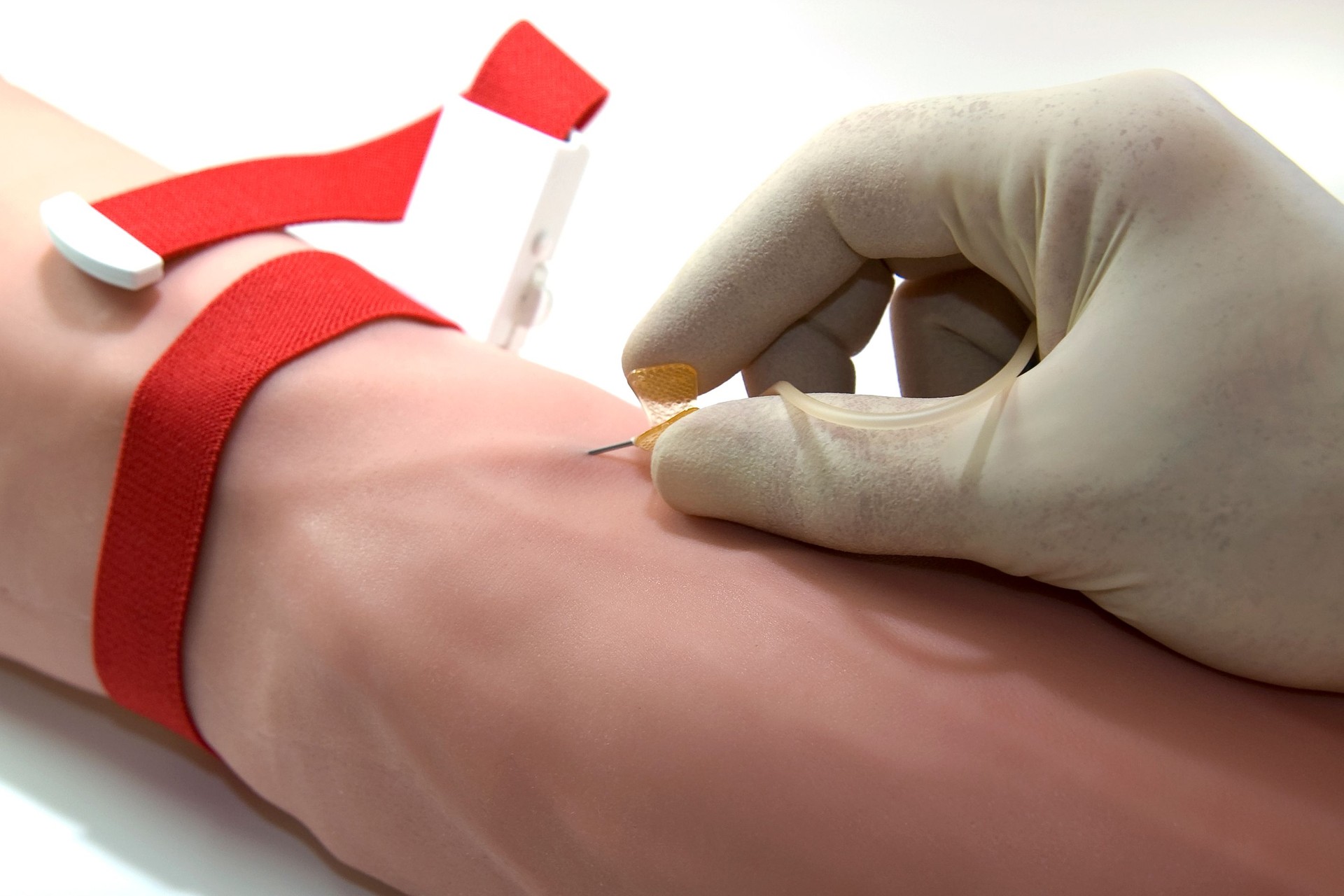Placing a blood draw needle